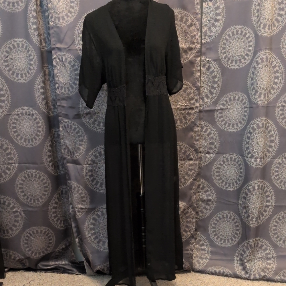 Charlotte Russe Black Sheer Kimono Cardigan